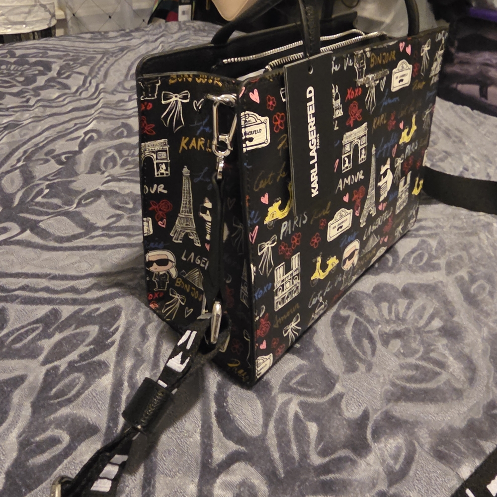 Karl Lagerfeld Black Tote with Colorful Graphics - Picture 12 of 15